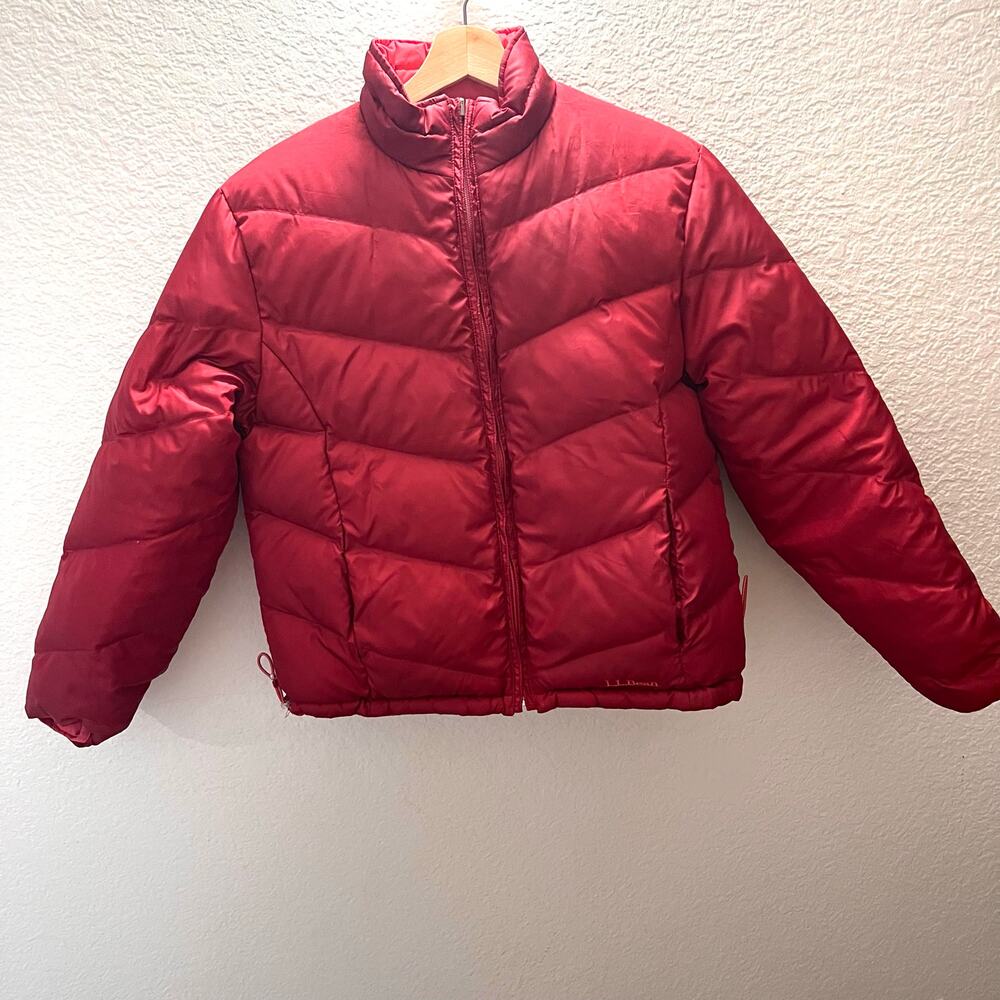 L.L.Bean Womens Reversible Down Puffer Jacket Pink/Red Goose Down M Gorpcore - Picture 3 of 10